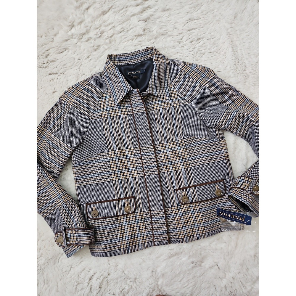 Pendleton Women's Blazer Jacket‎ Size 8 Plaid 100% Virgin Wool Classic Academia